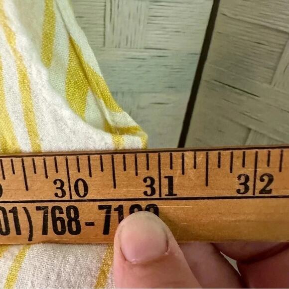 Torrid Yellow Striped Linen Cross Back Short Sleeve Crop Top Plus Size - Picture 10 of 11